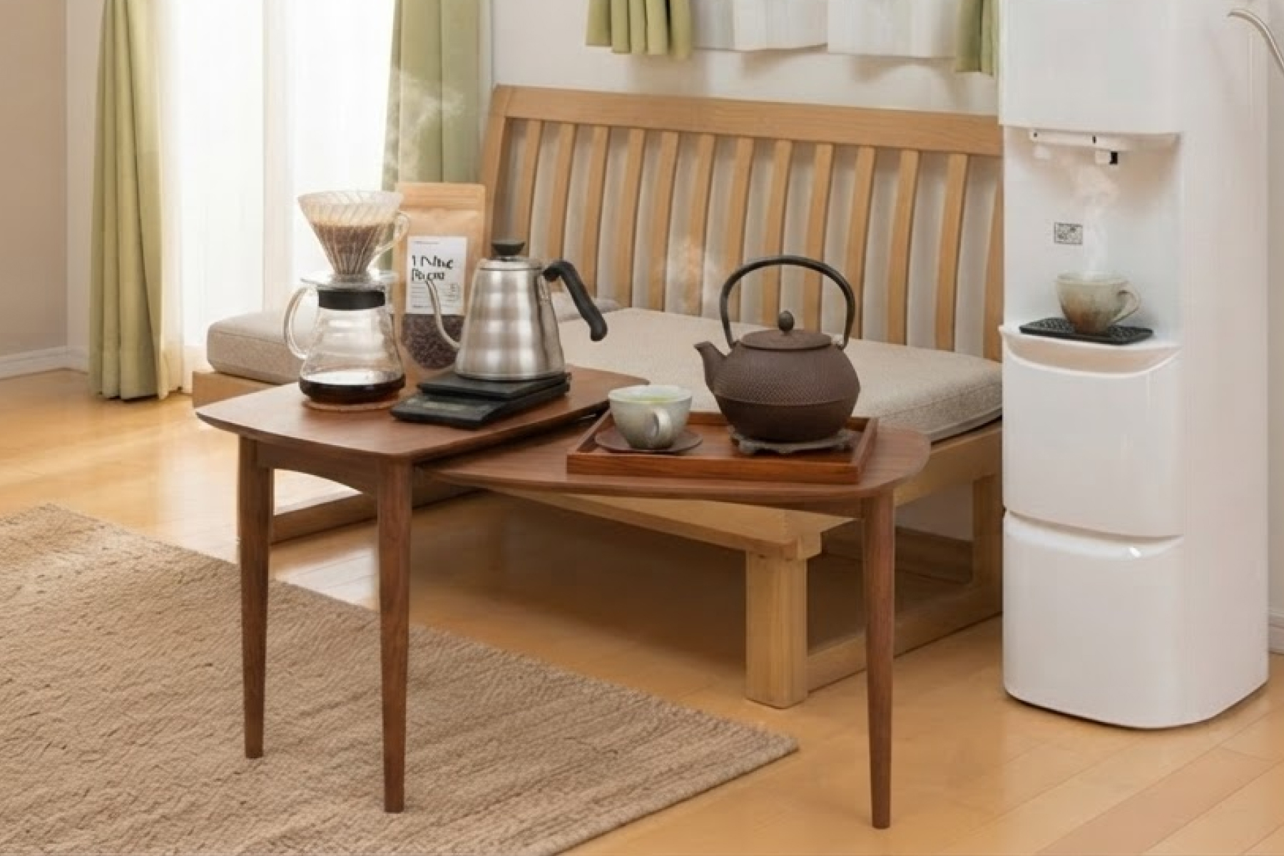 コーヒーやお茶を淹れるシーン