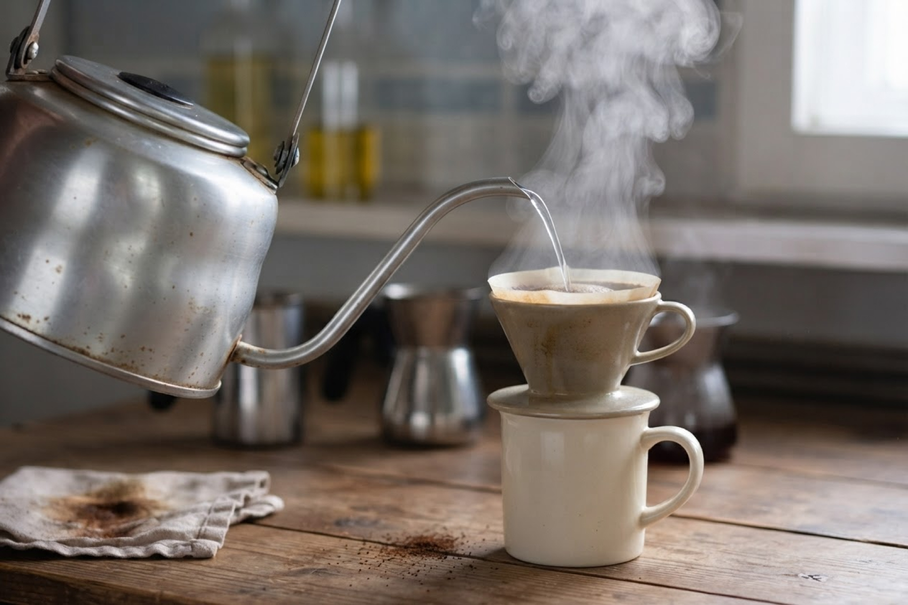 ペーパードリップでコーヒーを淹れるシーンのイメージ写真